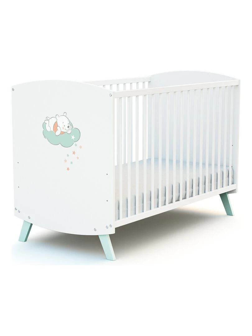 AT4 Lit bébé en bois DISNEY Up in the Sky Winnie Blanc 60 x 120 cm Blanc