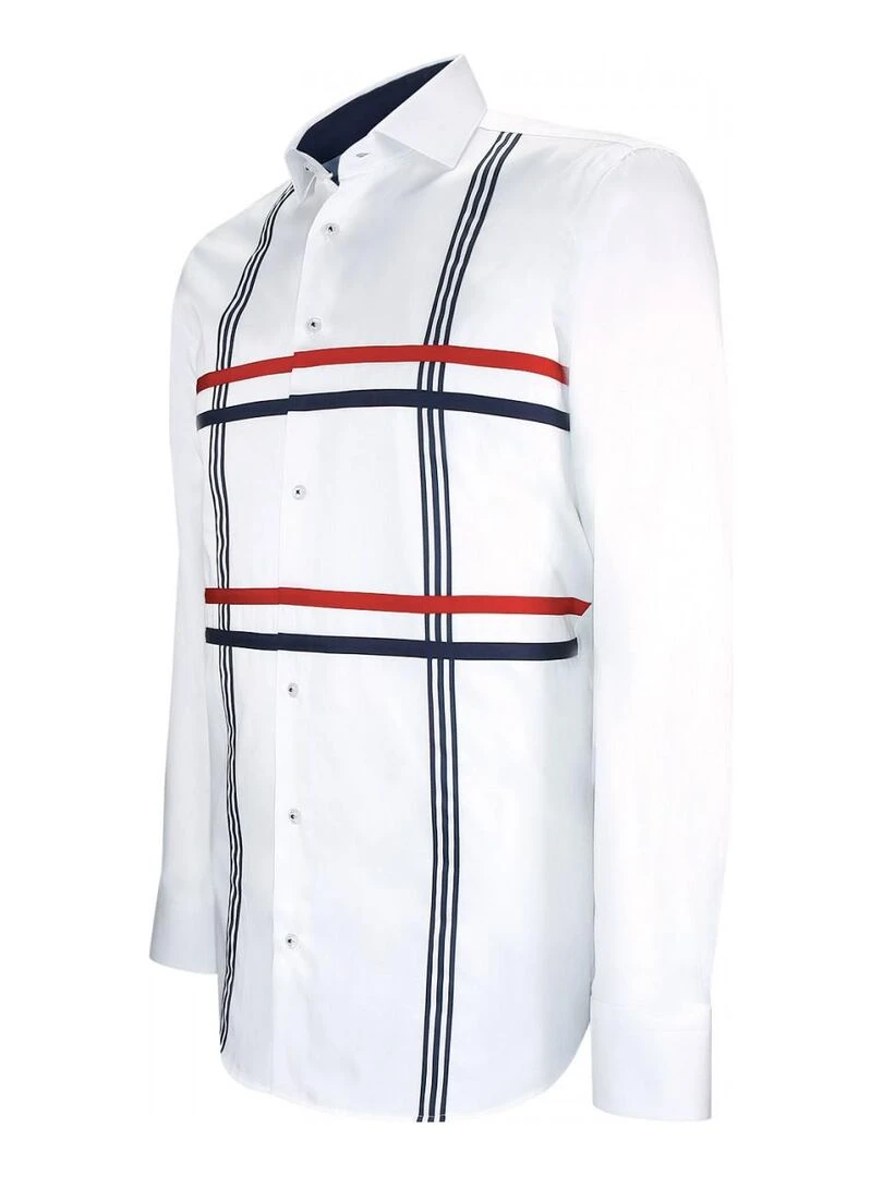 Chemise cintrée satin de coton FLAG   Blanc