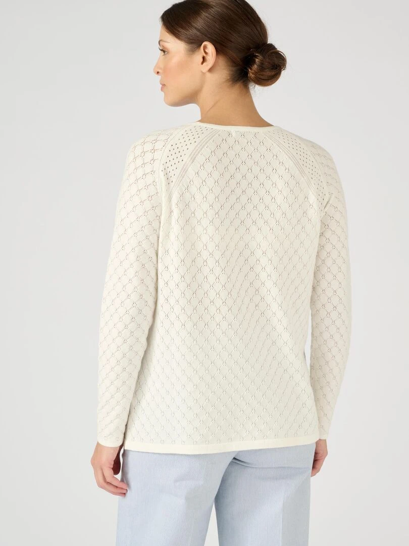 Pull ajouré à base de coton biologique   Damart   Blanc cassé