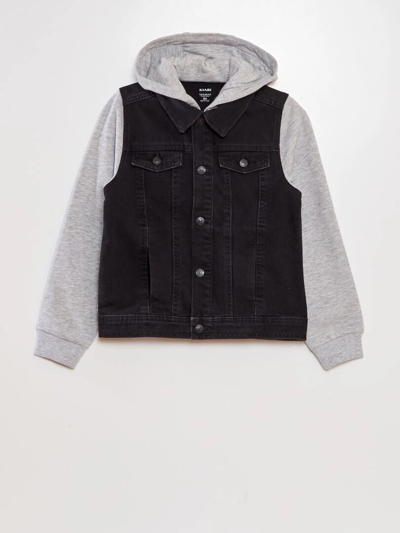 Veste à capuche bi matière Noir