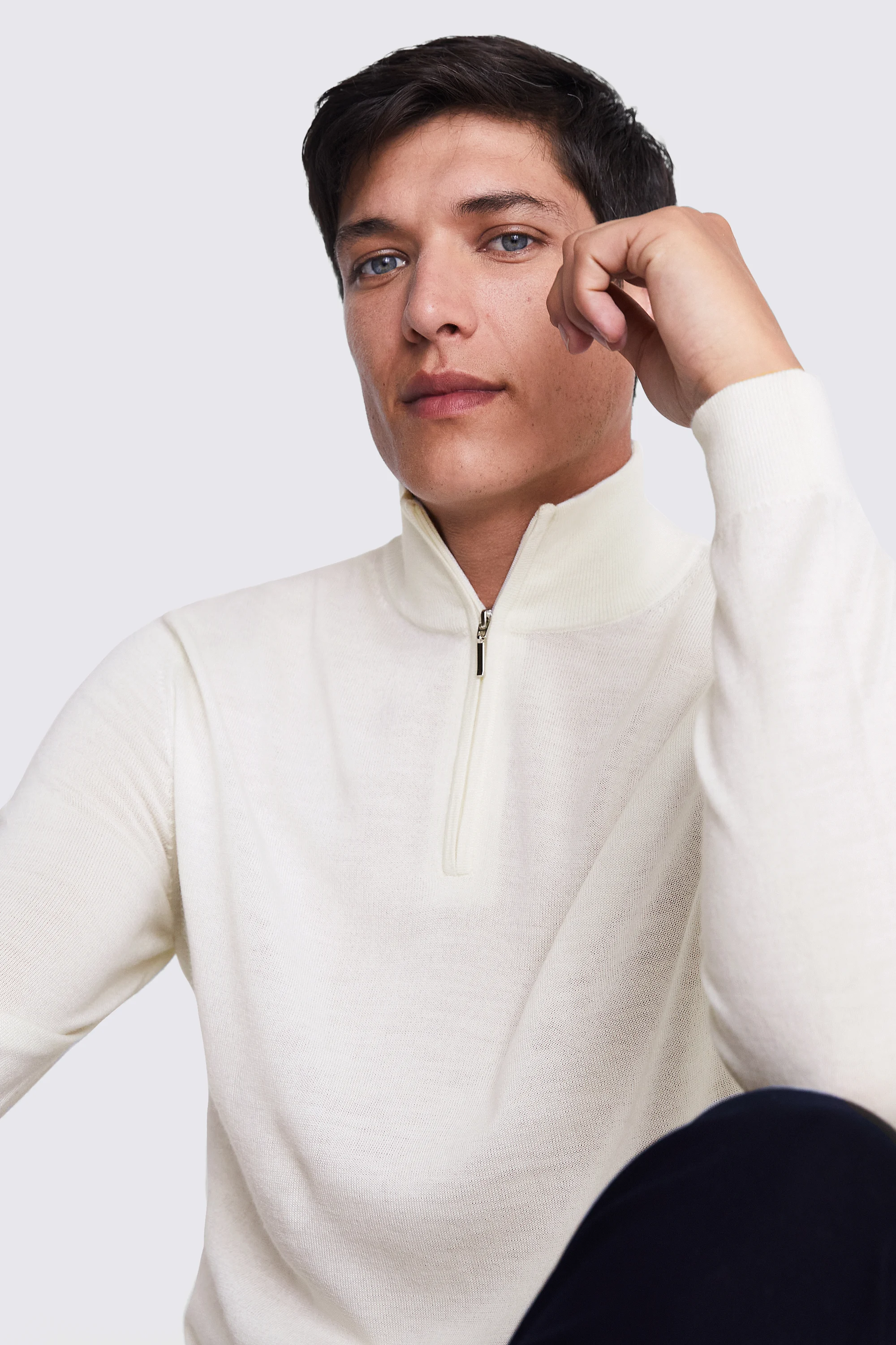 Navy Merino Crew Neck Jumper   Buy Online at Moss
