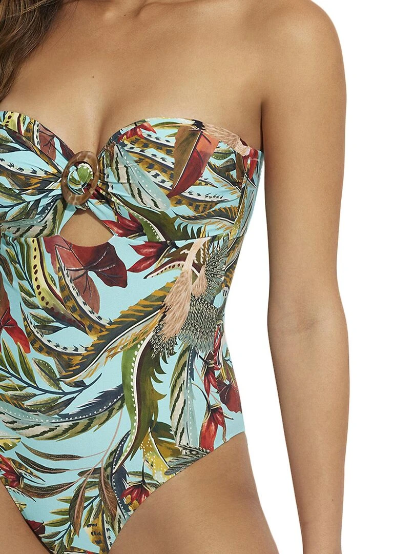 Maillot de bain une pièce bustier Galapagos   Bleu turquoise
