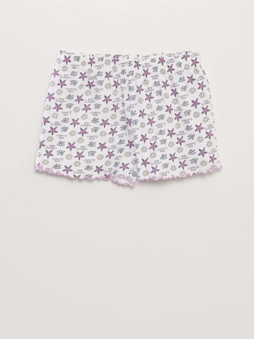 Pyjama débardeur + short 'Minnie' 'Disney'   2 pièces   Blanc/rose