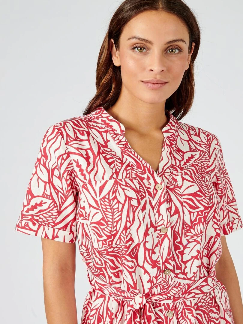 Robe mélange lin Damart Rouge