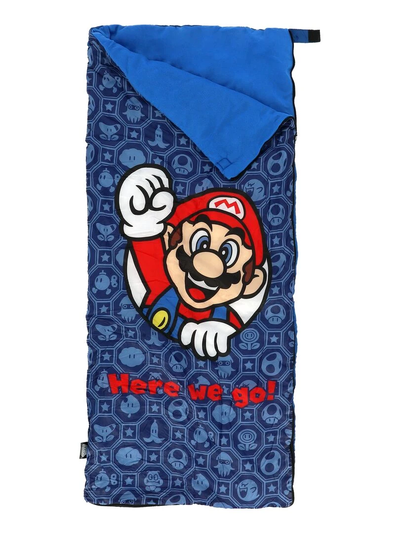 Sac De Couchage Super Mario Here We Go 100% Polyester Bleu marine