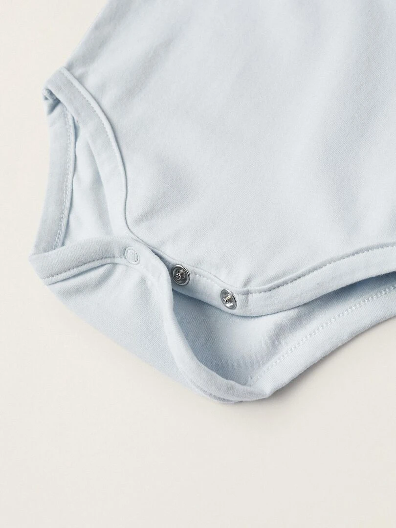 Body Polo en coton pour nouveau né manches longues ATLANTIC COMPANY   Bleu clair