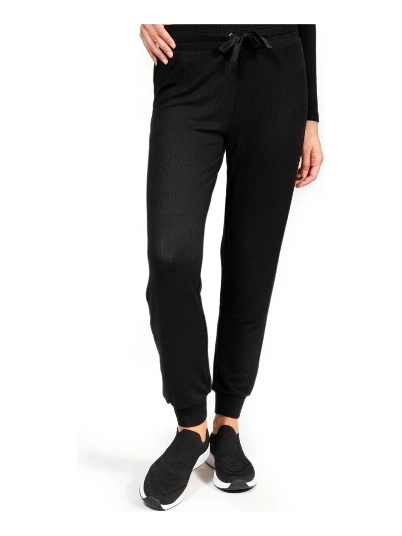 Pantalon jogger Femme maille côtelée Noir Noir