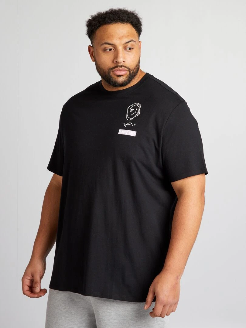 T shirt imprimé manches courtes Noir