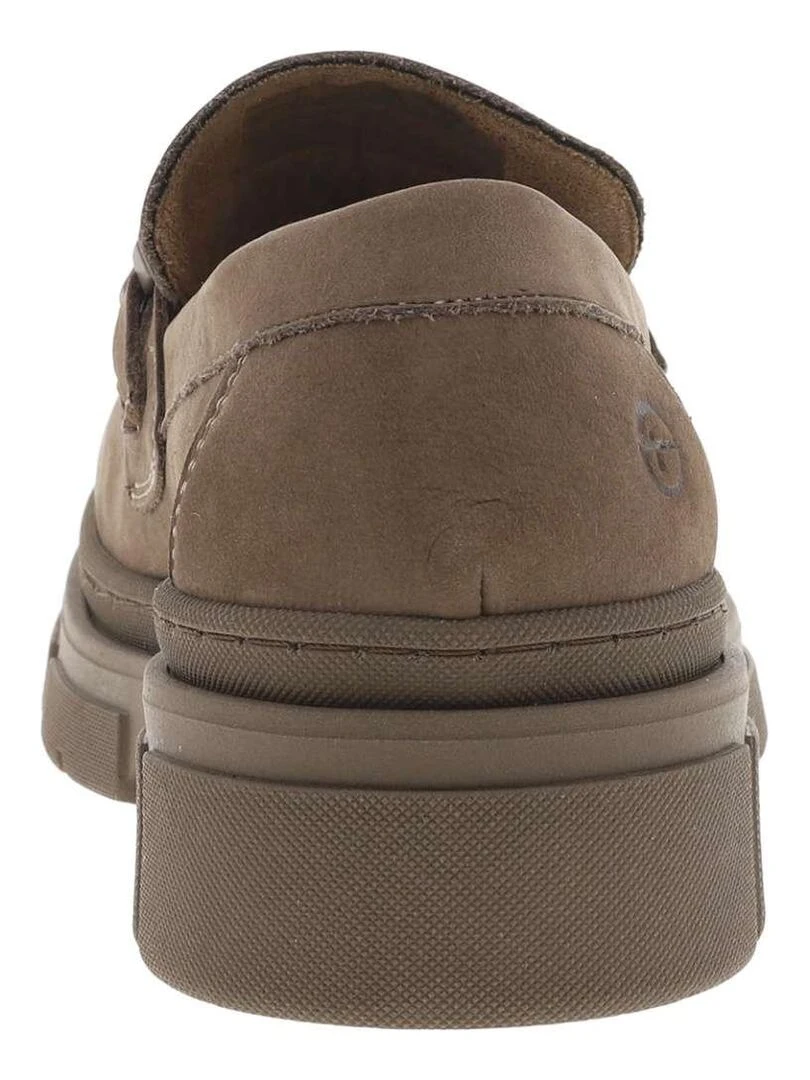 TAMARIS   Mocassins cuir talon plat   Gris Marron Blanc