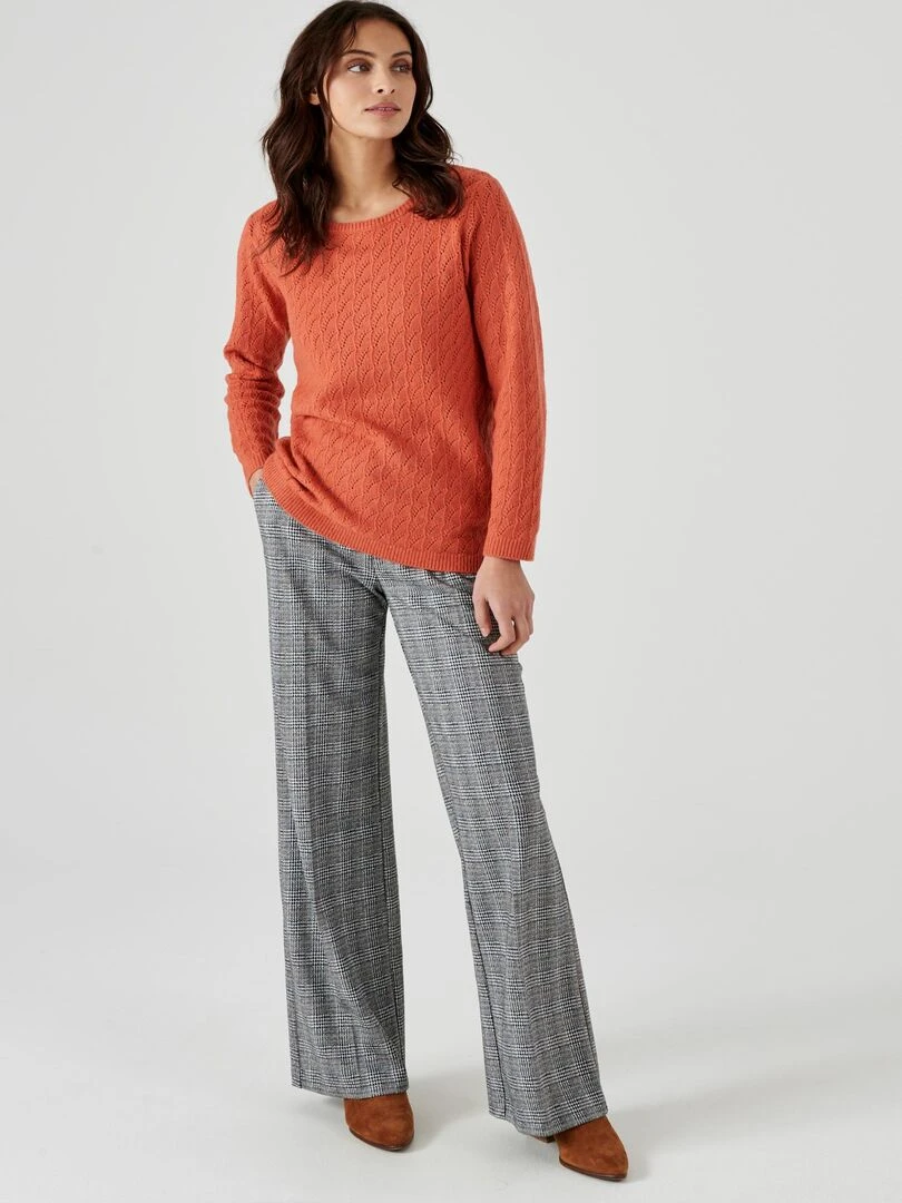 Pull maille ajourée   Damart   Orange