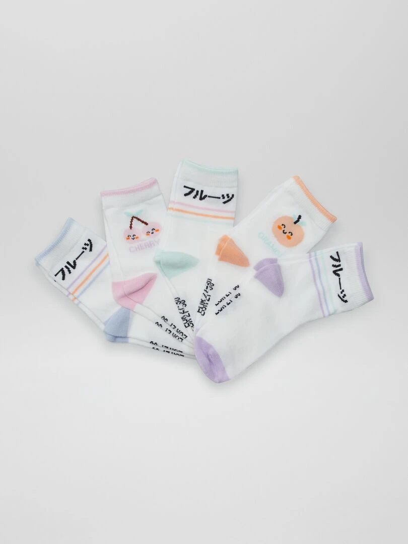 Lot de 5 paires de chaussettes Violet/rose/vert/orange
