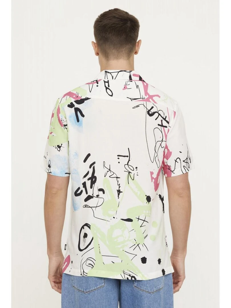 Lee Cooper   Chemise manches courtes viscose relaxed DIRON   Blanc