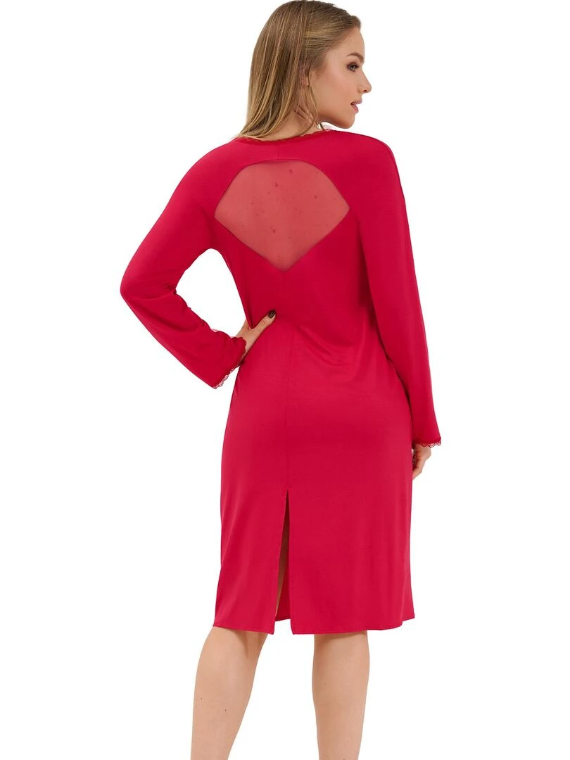 Chemise de nuit manches longues Sympathy Rouge