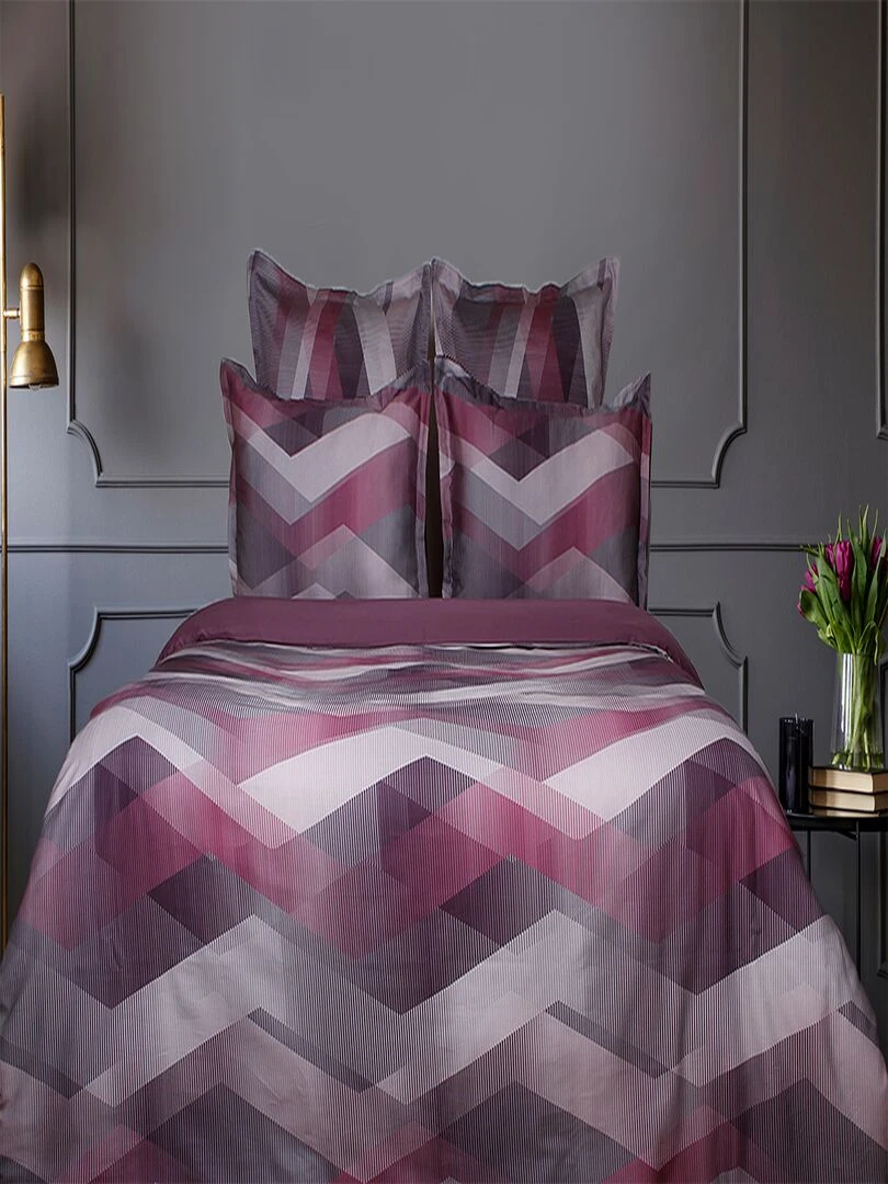 Parure housse de couette 240x220 cm+2 TO 63x63 cm satin de coton Mauve