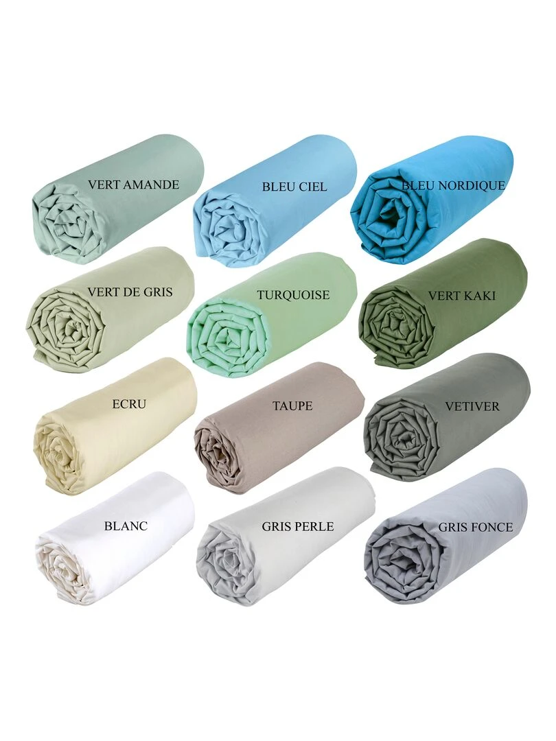 Drap dousse lit bébé 60x120 cm   100% coton Bio   'P'tit Basile'   Bleu turquoise
