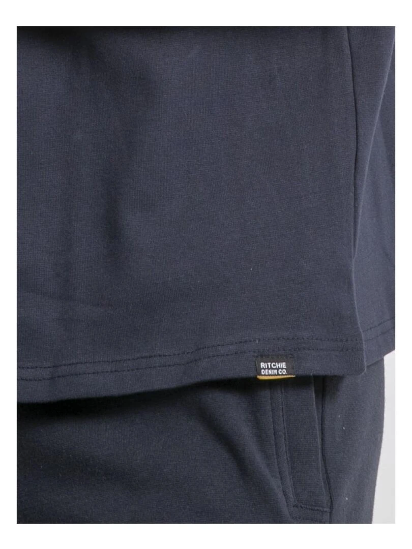 T shirt col rond oversize pur coton NOBUKA Bleu marine