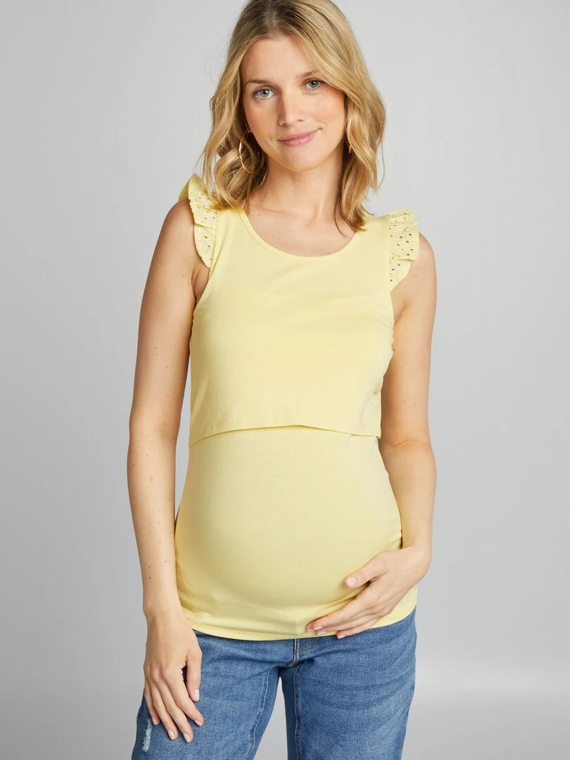 Top allaitement avec ouverture poitrine   Jaune