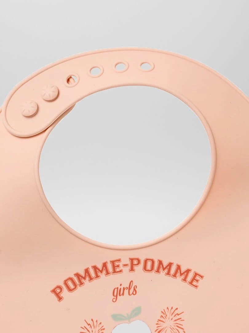 Bavoir 'pomme pomme girls' avec poche récupératrice Rose