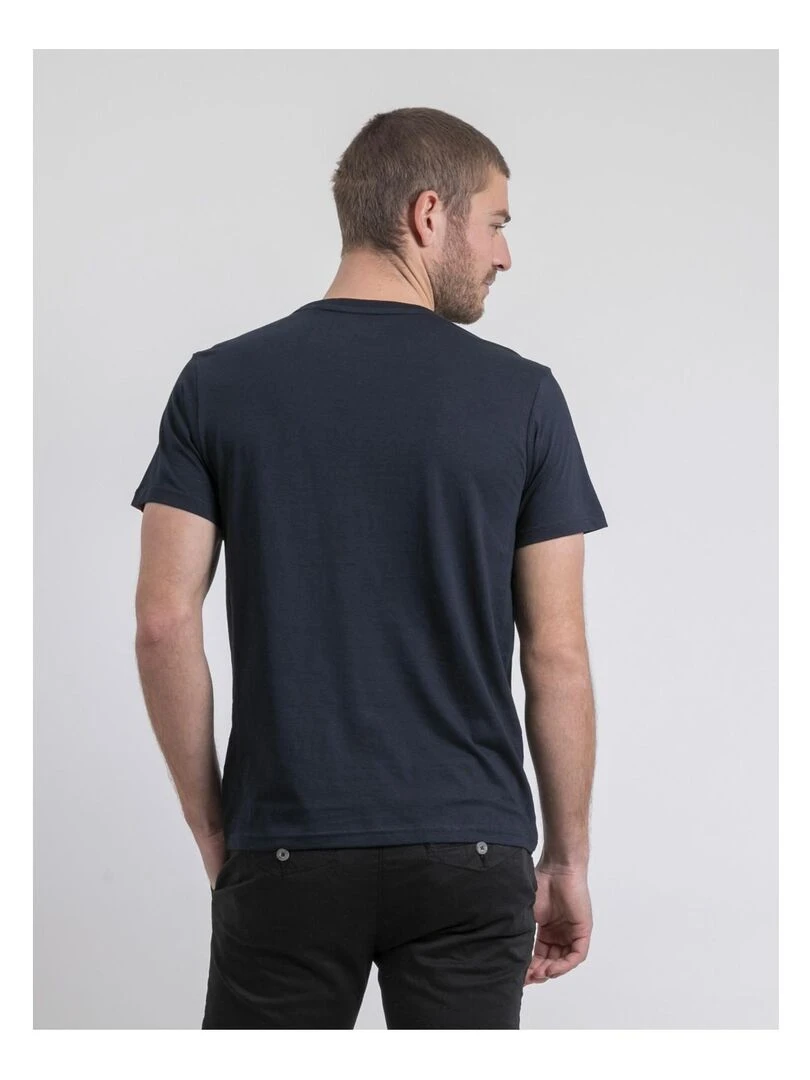 T shirt col rond pur coton NEVOLTA Bleu marine
