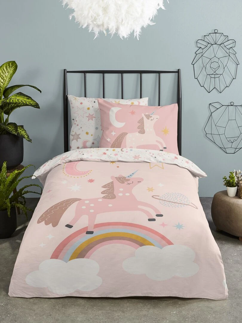 Parure de lit 1 personne Rose