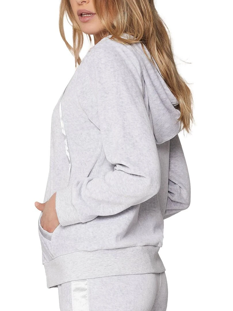 Tenue d'intérieur pyjama velours pantalon veste capuche Sport Home   Gris