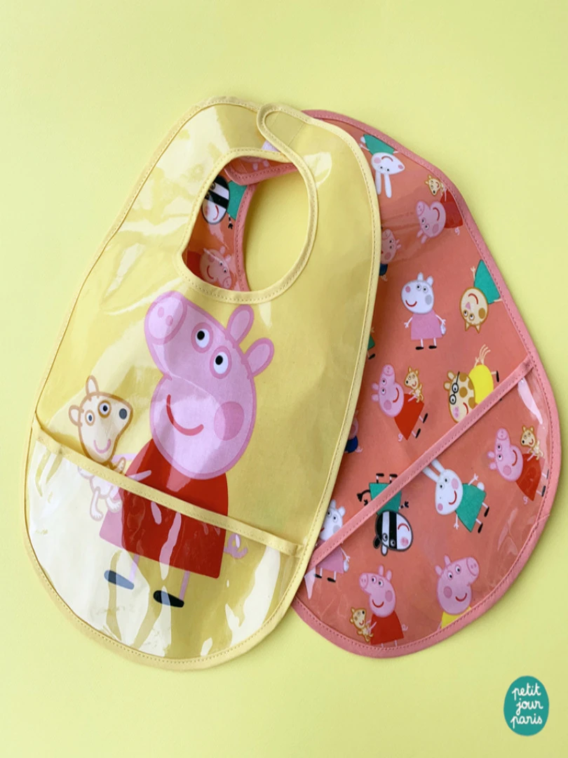 Bavoir Plastifié À Velcro Peppa Pig Rouge   Rouge