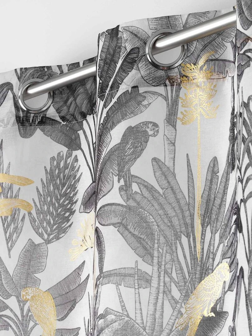 Voilage exotique aux impressions métallisées   Gris