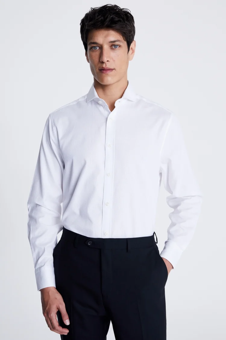 Regular Fit White Dobby Shirt Buy Online at Moss