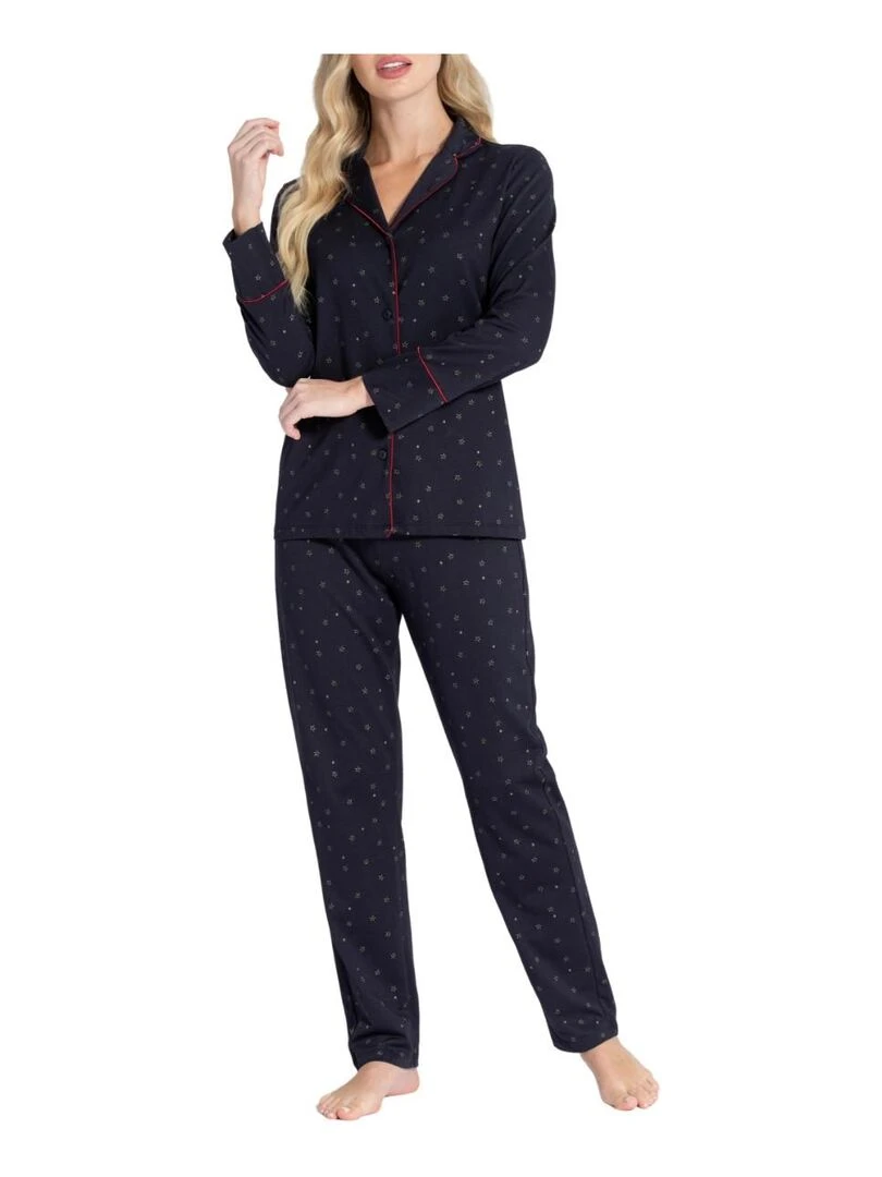 Pyjama style chemise avec étoiles dorées Masae Bleu