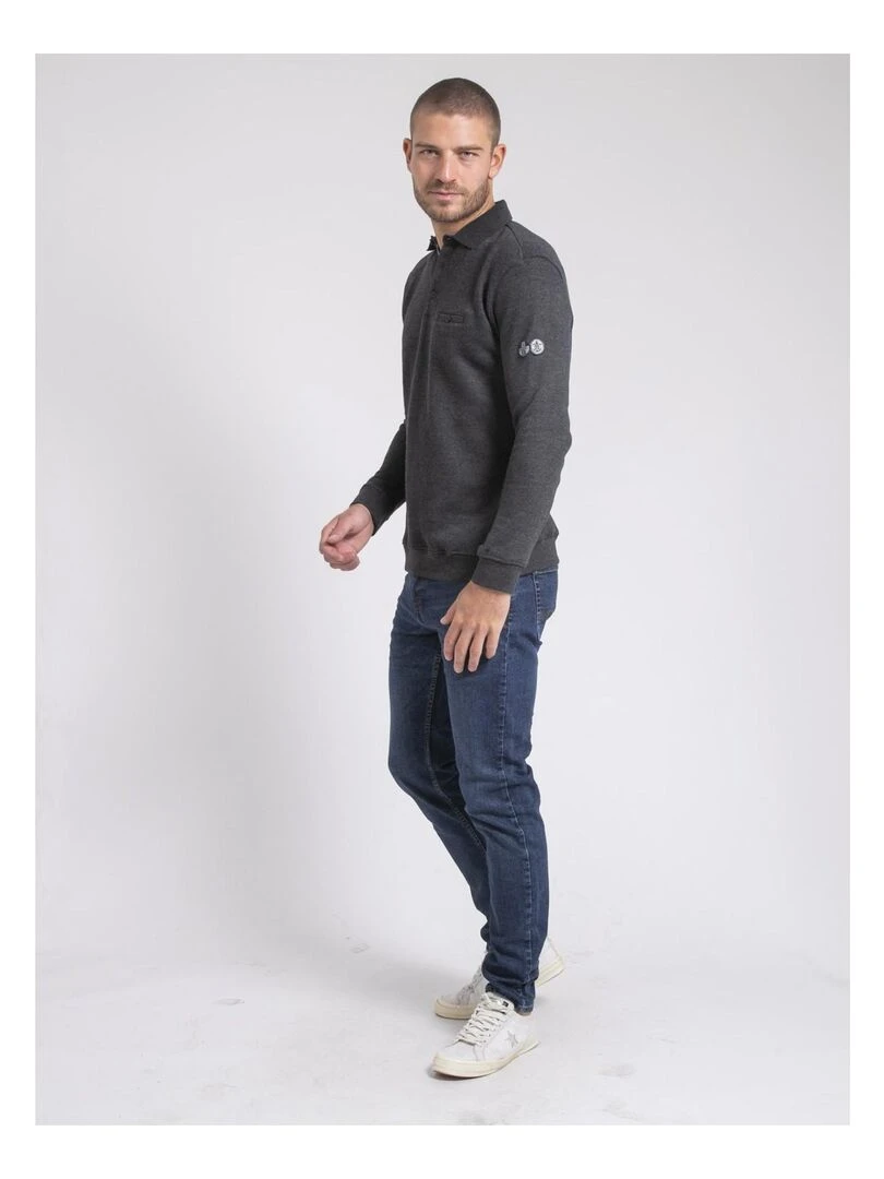 Sweat col polo WIREX   Noir