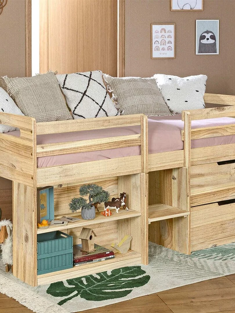 Pack lit mi hauteur avec matelas Cloud   AKITEN RETAIL   Marron