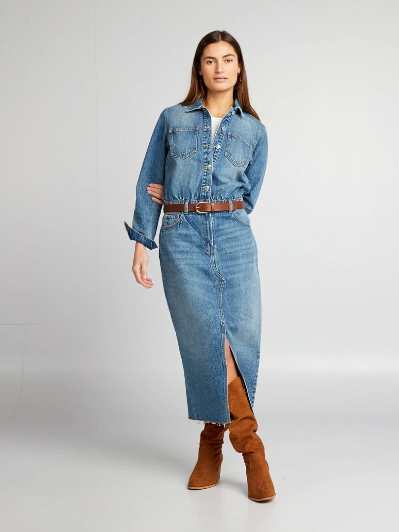 Robe longue en jean Bleu