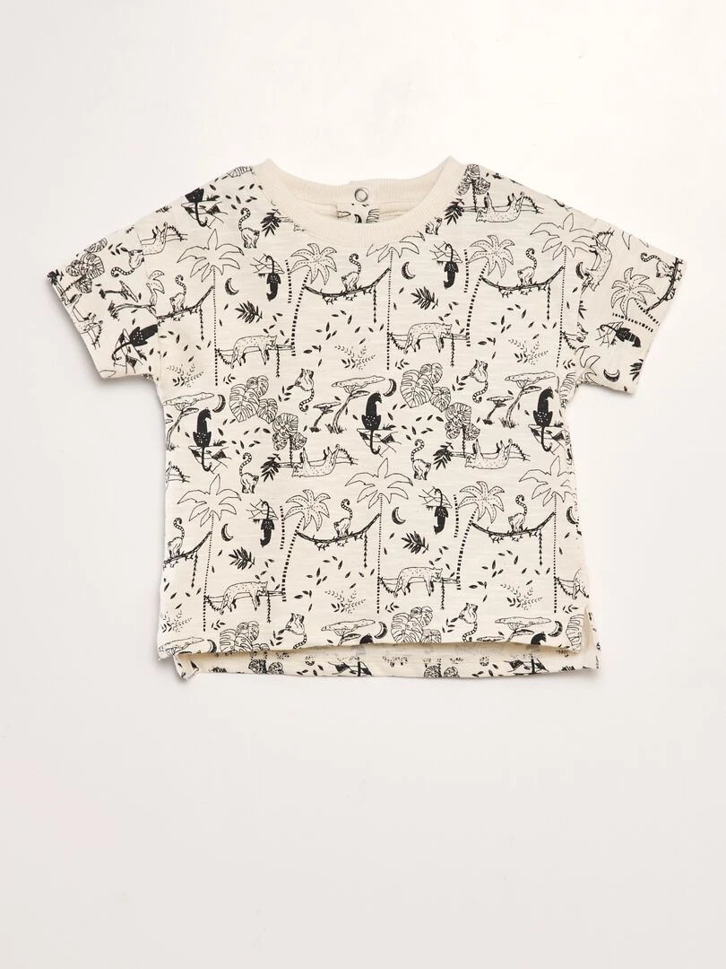 T shirt imprimé jungle Beige