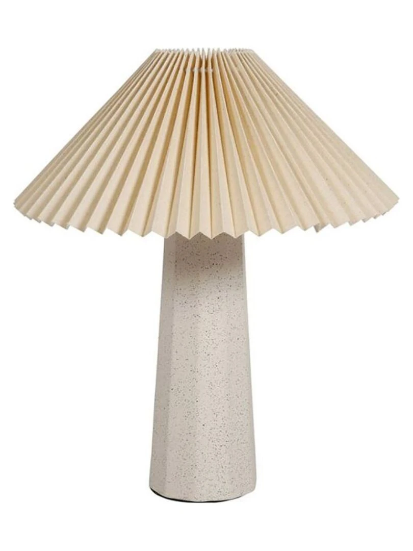 Lampe céramique tissu plissé Aurélia Blanc