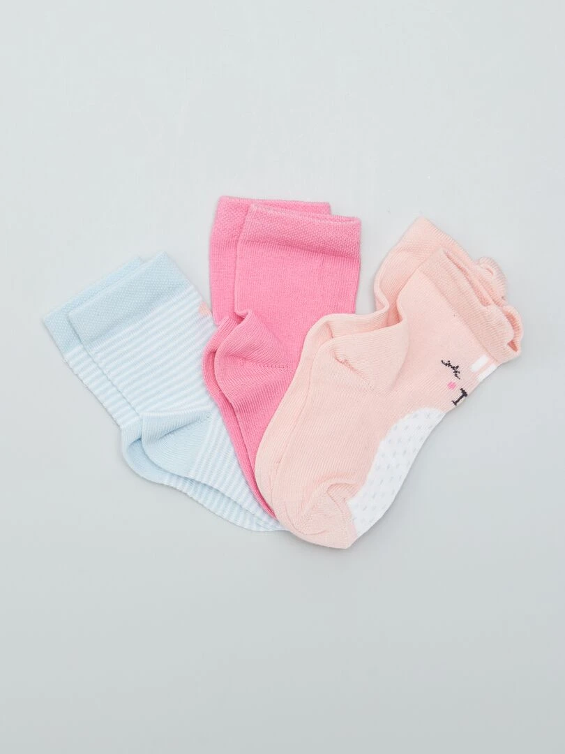 Lot de 3 chaussette à motifs Rose