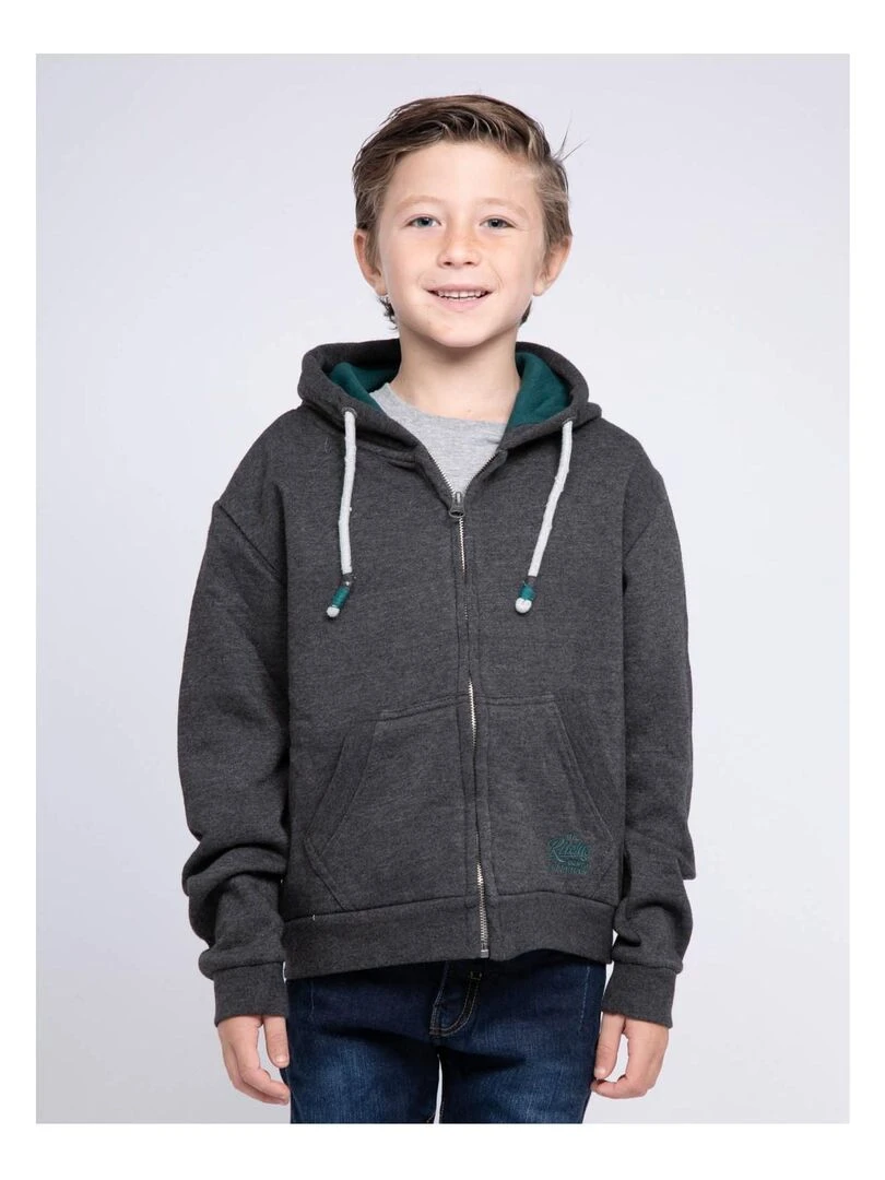 Sweat zippé capuche WAMIN J Gris foncé