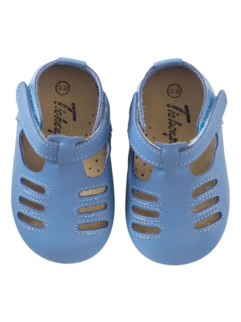 Chaussures bébé cuir souple Tibilly bleuet   Bleu Bleu