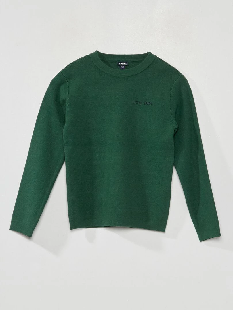Pull en maille jersey à manches longues Vert