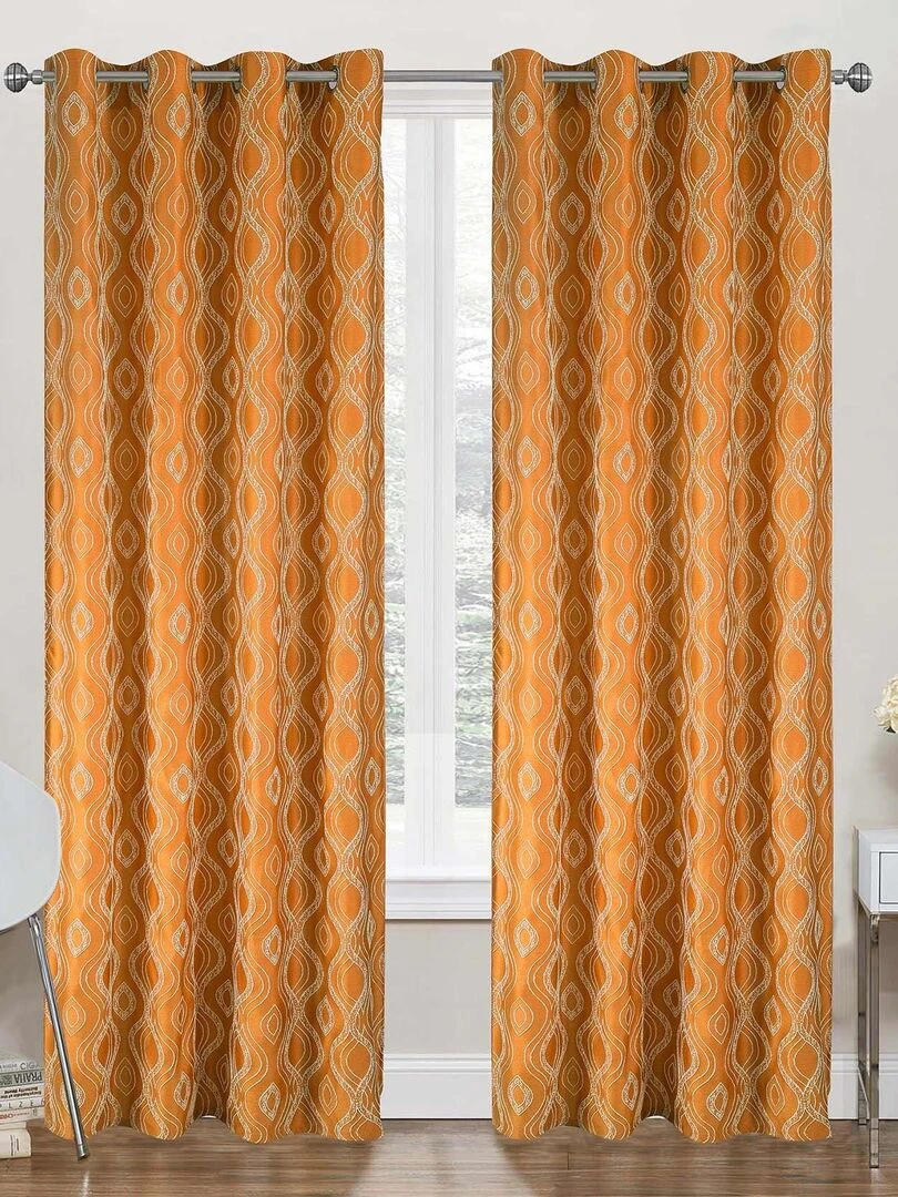 Paire de rideaux obscurcissant à motifs Jaune