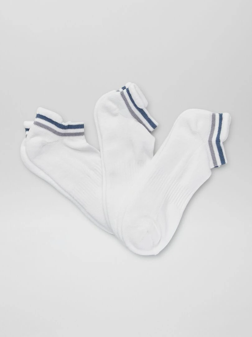 Chaussettes de sport invisibles Lot de 3 Blanc/bleu