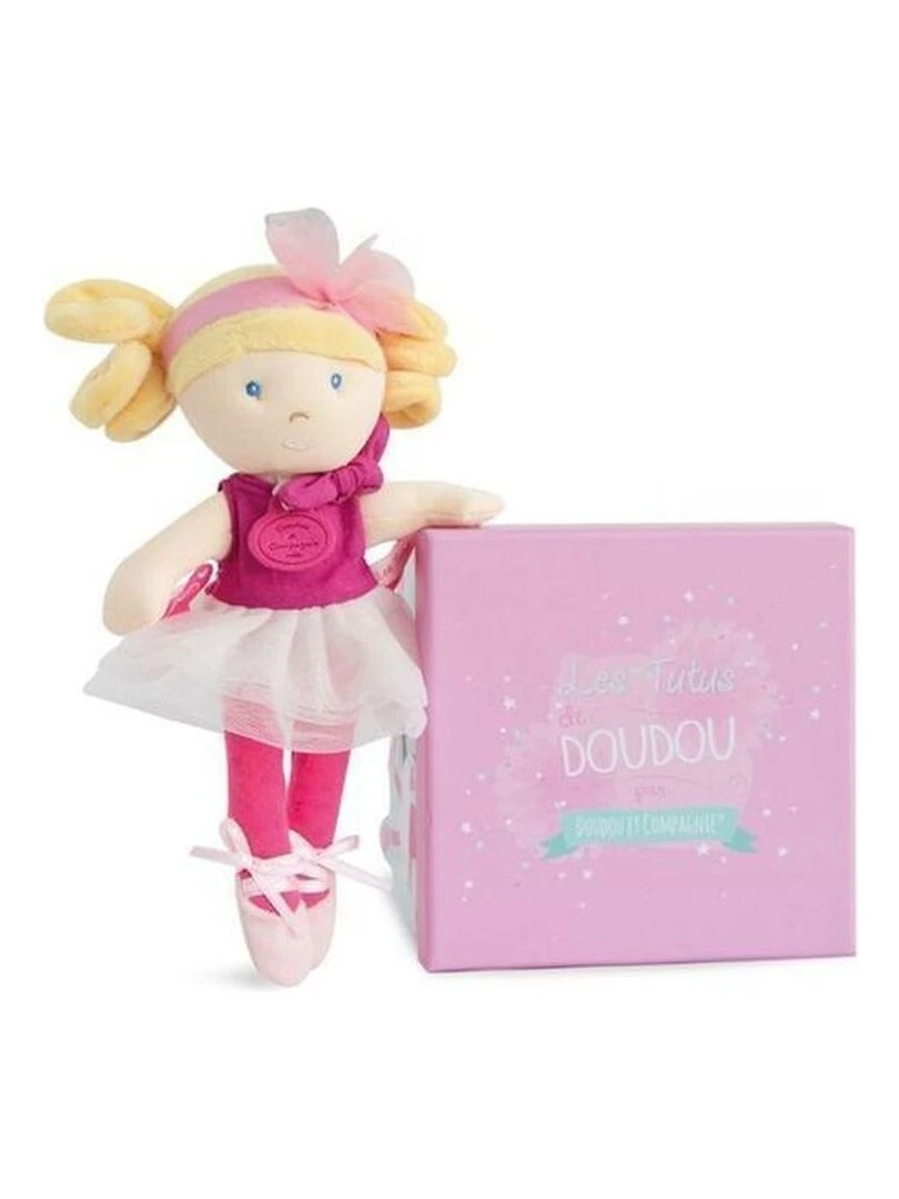doudou Doudou et compagnie Poupee Rose blonde robe blanche DC3130 Les Demoiselles Tutu Poupee Rose