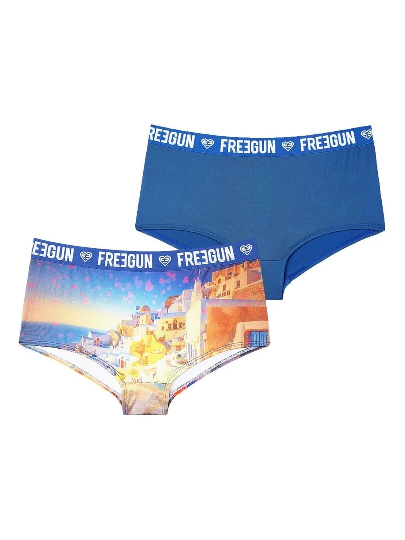 Lot de 2 shortys fille Romantic Cities Bleu Freegun Bleu