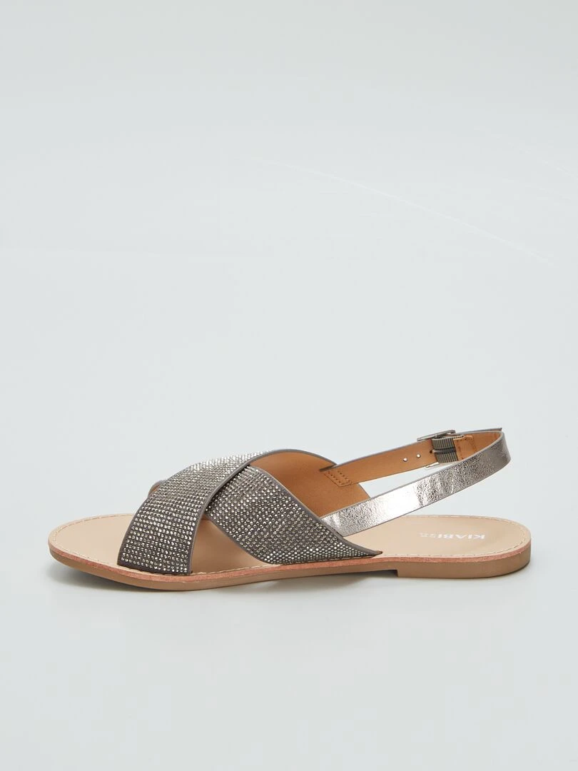 Sandales à brides avec strass   Gris
