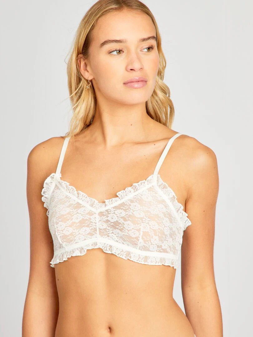 Lot de 2 brassières en dentelle blanc/noir