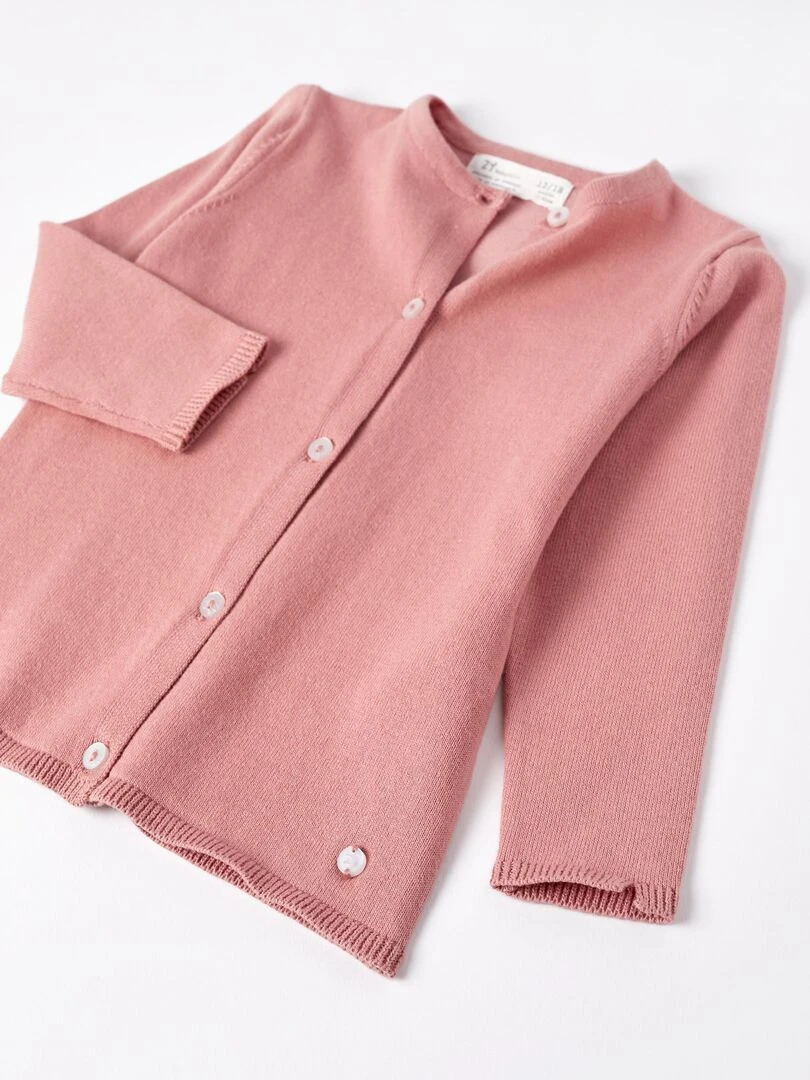Veste en Maille en Coton pour Fille   Rose clair