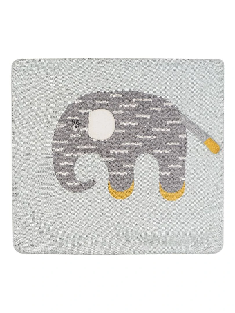 Housse de coussin en coton motif éléphant Multicolore