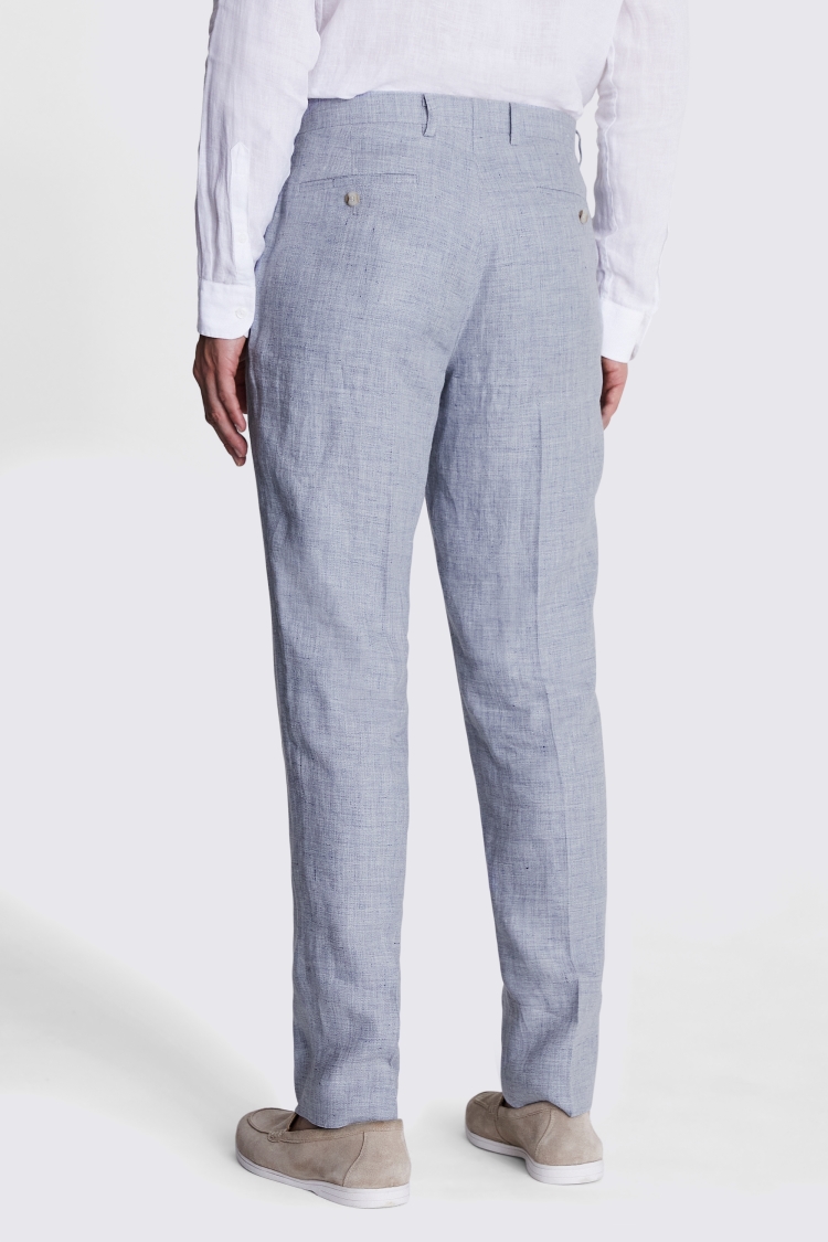 Regular Fit Light Blue Linen Trousers Buy Online at Moss