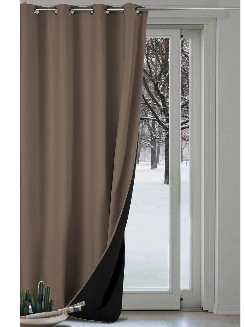 Rideau anti froid doublé polaire Taupe