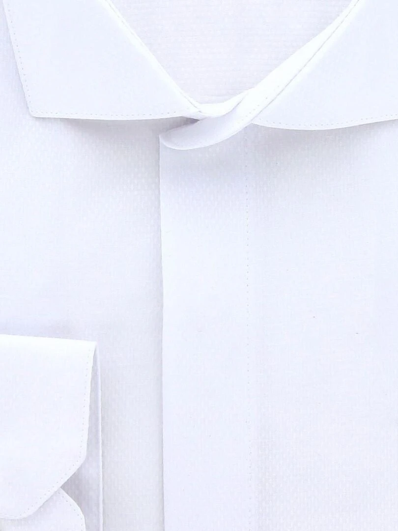 Chemise forte taille tissus premium armuré ELGANZO   Blanc