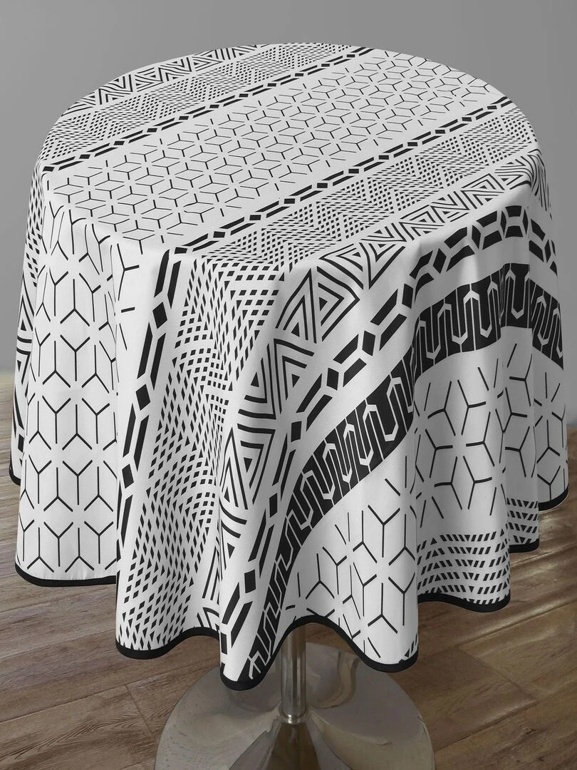 Nappe Anti taches Graphic Ovale 150 x 240 cm Noir Blanc